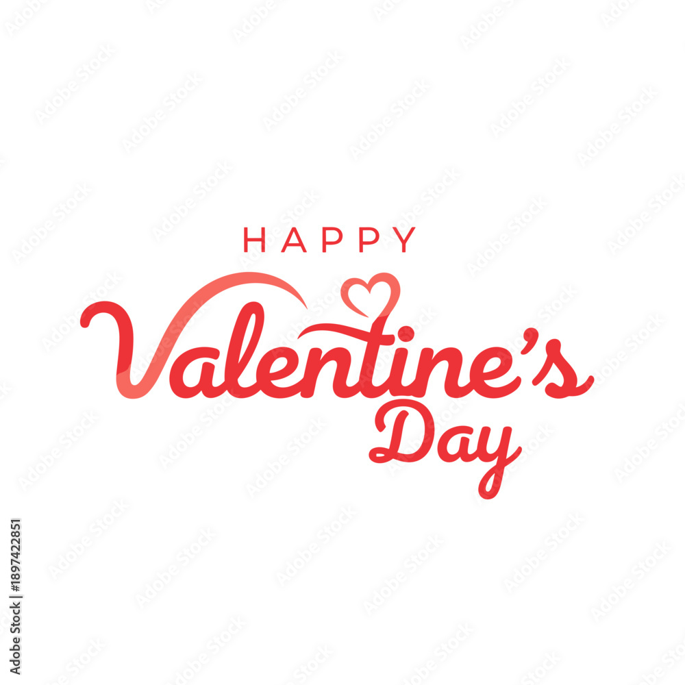 Fototapeta premium Simple Calligraphy Happy Valentine Day with Hearts
