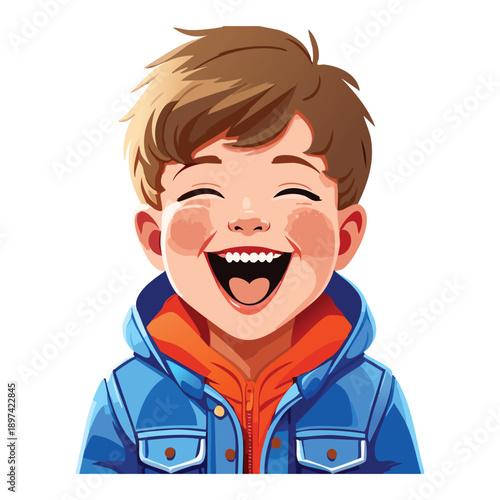 Happy young boy with joyful expression and bright smile