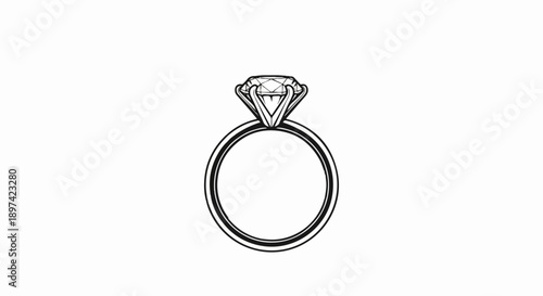 Detailed sketch of a single diamond engagement ring