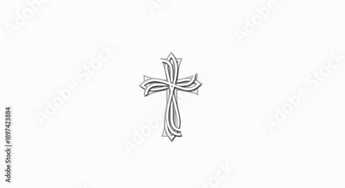 Ornate, decorative cross symbol with flowing lines and layered detail