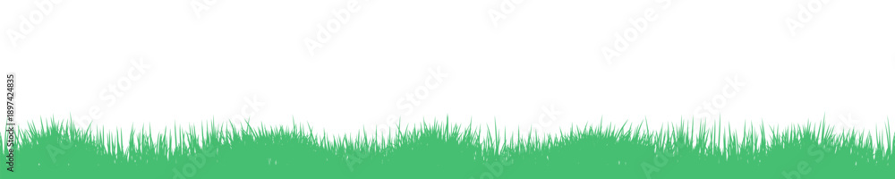 Fototapeta premium Seamless green grass silhouette, lawn border, field, meadow panorama, nature eco background