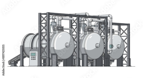 Industrial drying equipment with multiple chambers for material processing and production, advanced machinery for manufacturing