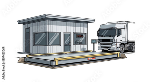 Weighing station for trucks and vehicles, industrial weighing platform for transport and logistics