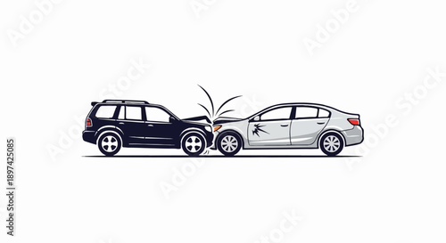 Two vehicles collide head-on in a cartoon-style illustration