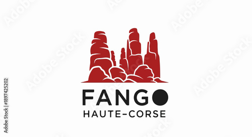 Stylized red rock formations stand tall above bold black lettering and a geographical location