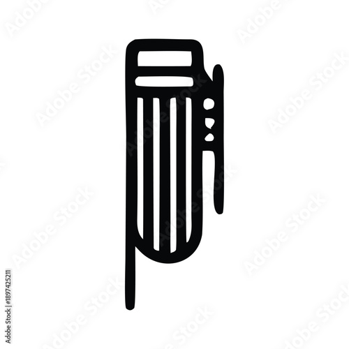 Abstract graphic representation of a futuristic pen or stylus with clean lines and geometric elements