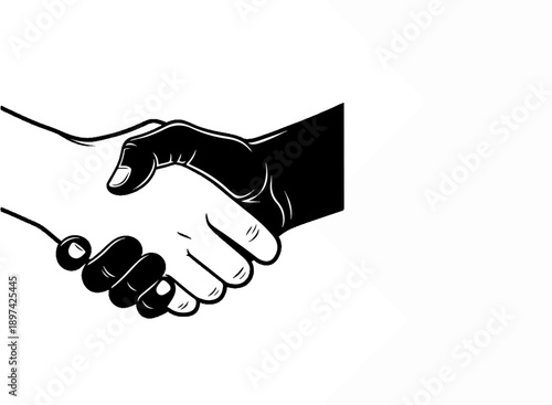 Two hands, one dark and one light, clasped in a handshake, symbolizing unity and agreement