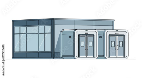 Modern Industrial Building with Automated Doors and Windows
