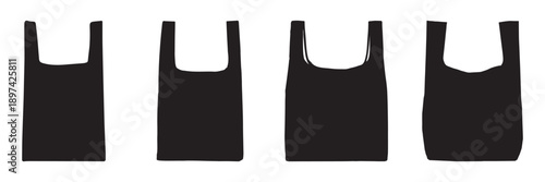 Plastic Bag Icon Set Reusable and Simple Shopping Bag Symbols Vector Illustration Collection for Consumerism
 Retail and Environmental Concept