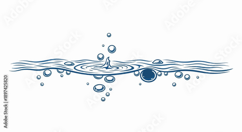 A simple illustration of water ripples and bubbles in blue
