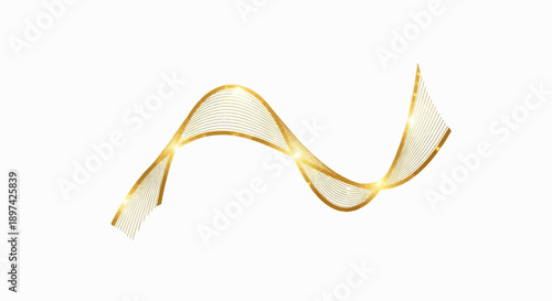 Gleaming golden ribbon waves, a flowing, shimmering abstract design