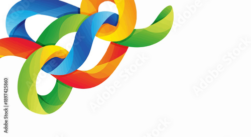 Abstract interlocking colorful loops with gradient shades creating a dynamic, flowing design