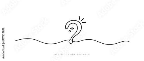 Question Mark Line Art Icon. continuous editable Question Mark vector on White Background. Vector Illustration