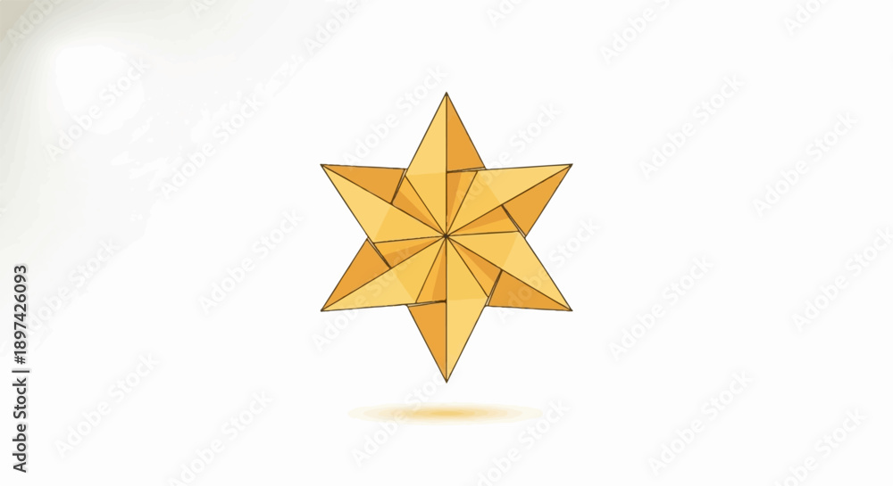 Obraz premium A vibrant, geometric, six-pointed star, rendered in warm golden hues, casts a soft glow