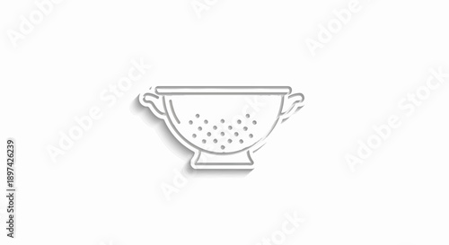 A simple outline of a kitchen colander with a shadow effect
