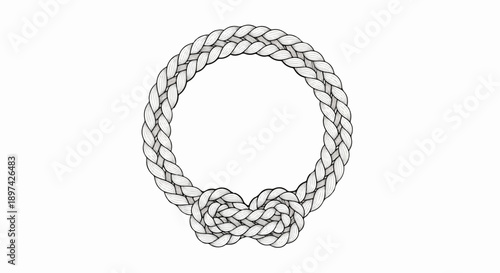 A double-braided rope forms a circular shape with an ornate knot at the bottom