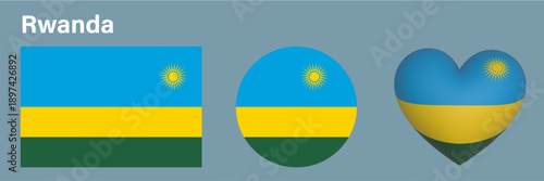 set flag of Rwanda icon vector illustration sign 