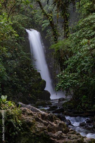Waterfall in the tropical rainforests of Costa Rica