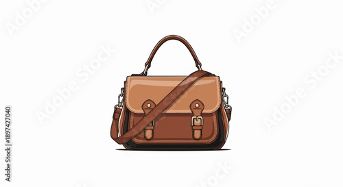 Classic brown leather satchel with adjustable strap and buckled closure