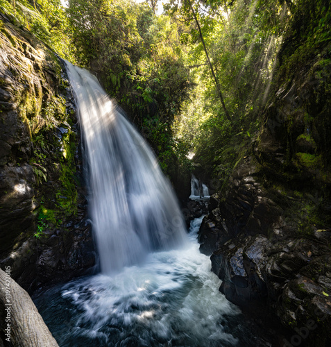 Waterfall in the tropical rainforests of Costa Rica
