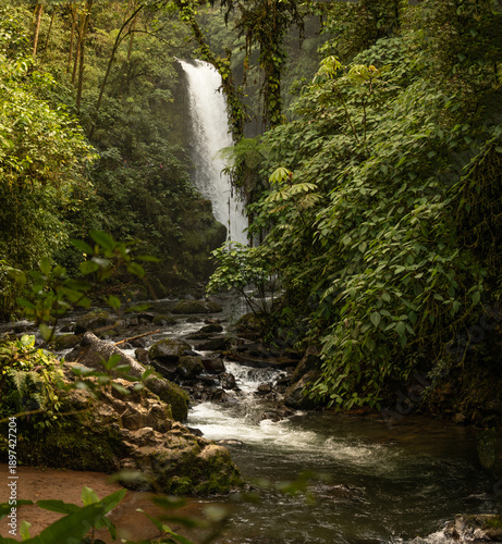 Waterfall in the tropical rainforests of Costa Rica