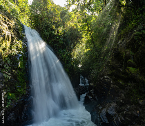 Waterfall in the tropical rainforests of Costa Rica