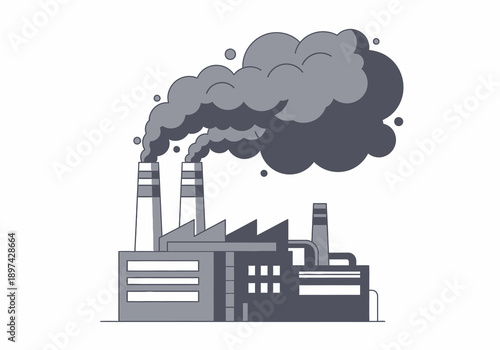 Industrial factory releasing smoke into the atmosphere, illustrating pollution and environmental impact