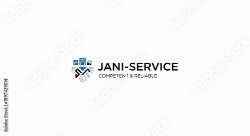 Logo for a cleaning and service company with abstract icons and text