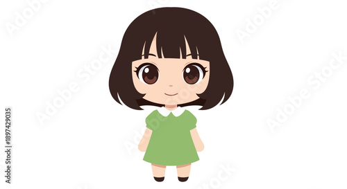 Cute girl character vector illustration, flat design, for children's books and educational materials
