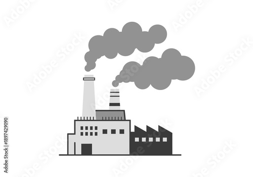 Industrial factory emitting smoke into the atmosphere, representing pollution and environmental impact
