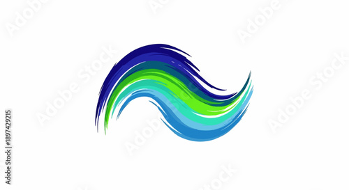 Abstract wavy brush strokes in blue, green, and turquoise hues