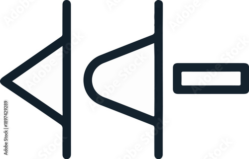 Geometric shapes triangle, curved form, and rectangle