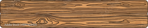 A horizontal wooden plank with distinct grain patterns and two knots visible