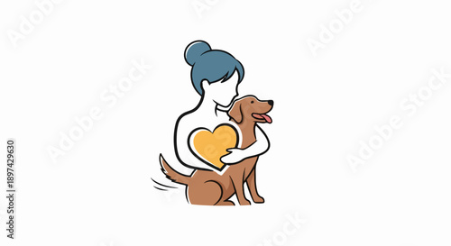 Person hugs dog with heart symbol