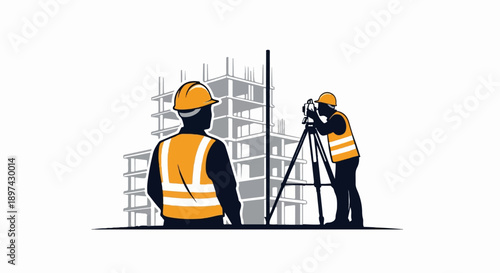 Construction site with surveyors