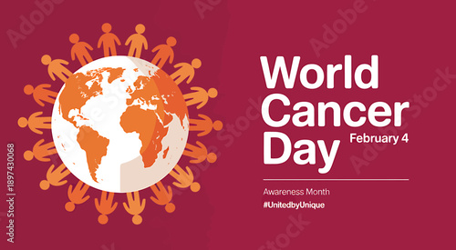 World Cancer Day awareness campaign with people around the globe