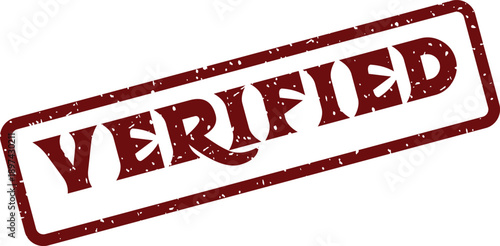 A grunge style red rubber stamp with the word VERIFIED clearly visible on a clean white surface