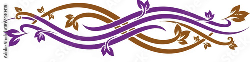 Elegant intertwining brown and purple vines with leaves, suggesting nature and grace