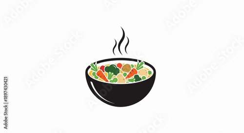A steaming bowl of colorful vegetables, including carrots, broccoli, and potatoes
