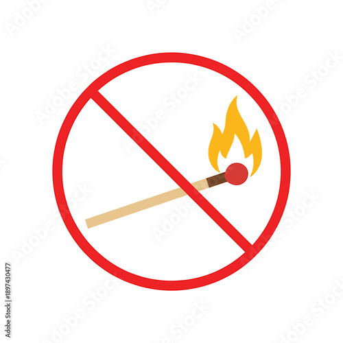 No smoking sign with matchstick and flame inside circle  no fire allowed