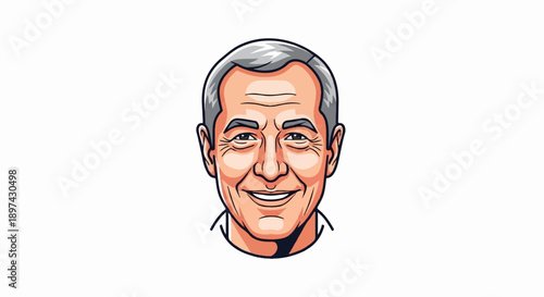 Pixelated portrait of an older man with gray hair and a friendly smile