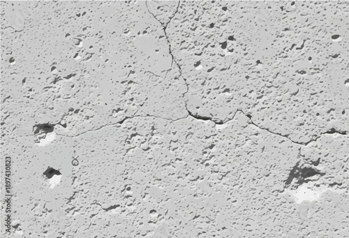 Close-up of a grey, textured surface with visible cracks and small pits