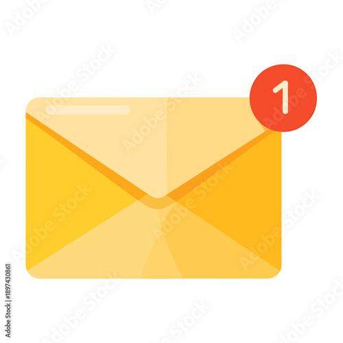 Email notification icon with red alert on yellow envelope
