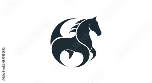 Stylized horse silhouette on white background