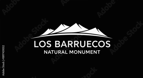 White mountain silhouette on black, "LOS BARRUECOS NATURAL MONUMENT" text