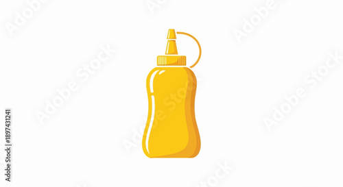 A bright yellow squeeze bottle with a hinged cap, ready for dispensing condiments