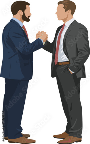 Successful business men handshake partnership agreement, professional corporate executives shaking hands for deal and cooperation vector