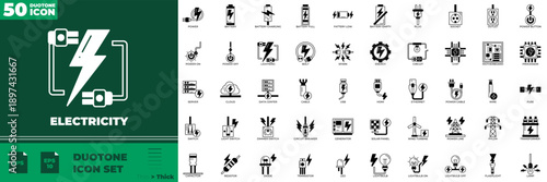 Electricity Duotone Editable Icons set
