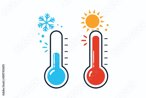 Thermometers Showing Hot and Cold Temperatures