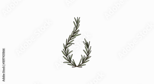 An artistic illustration of rosemary branches forming a wreath shape